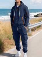 Nouveau sweat à capuche zippé en polaire 100 % polyester 240 g pour homme, style urbain, motif uni tricoté avec strass, collection automne-hiver transfrontalière