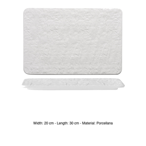 Plateau de service blanc Erosion 30 × 20 cm effet pierre en porcelaine M1934 - Product Image 3