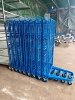 Chariot de manutention pliable robuste à 4 roues en acier pour entrepôt et logistique