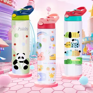 US Warehouse 20 OZ White Straight Tumblers Colorful Flip Tops Sublimation Blanks Double Wall Stainless Steel Sport Water Bottle