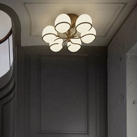 Luxe naturel espagnol albâtre marbre pierre cluster globe suspendu boule ronde suspension lampe Villa intérieur lustre décoratif
