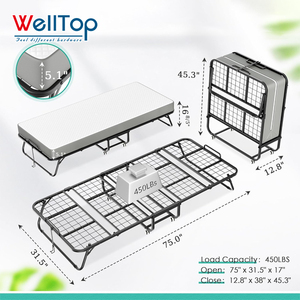 Tùy Chỉnh Đồ Nội Thất Phụ Kiện Phần Cứng Kim Loại Rollaway Xách Tay Gấp Giường Đóng Mở Giường Với Nệm Cho Khách Văn Phòng - Product Image 2