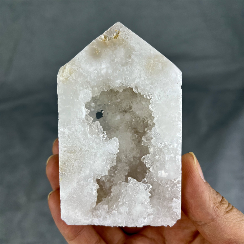 高品質風水天然水晶石ひし形宝石手作りクリア石英ジオードタワー