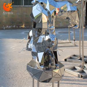 Patung tupai geometris dipoles baja tahan karat instalasi seni Plaza komersial luar ruangan ornamen berdiri lantai besar - Product Image 4