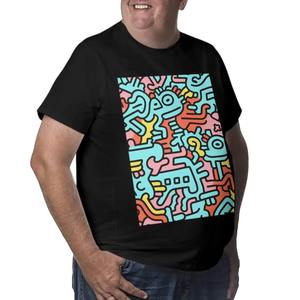 Image personnalisée T-shirt grande taille pour hommes Style Streetwear 100% coton avec spandex imprimé dessin animé contraste motif sérigraphie méthode - Product Image 3