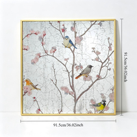 Miroir mural décoratif craquelé à cadre doré, nouveau miroir décoratif chinois à motif de fleurs de prunier et d'oiseaux pour le salon, la chambre à coucher et la décoration murale de la maison