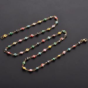 Collier ras du cou en acier inoxydable de 4 mm avec pendentif œil turc rond, plaqué <span class=keywords><strong>or</strong></span>, pour femmes et hommes, bijoux en métal - Product Image 5