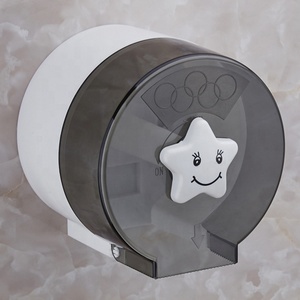 <span class=keywords><strong>Porte</strong></span>-<span class=keywords><strong>papier</strong></span> <span class=keywords><strong>toilette</strong></span> <span class=keywords><strong>mural</strong></span> rond, design moderne, mignon, en plastique, imperméable, <span class=keywords><strong>blanc</strong></span> et gris - Product Image 1
