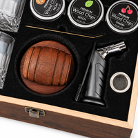 Ensemble fumeur à whisky en gros, en stock aux États-Unis, avec 2 verres et 3 saveurs de copeaux de bois, pour cadeaux de pendaison de crémaillère, supports vierges pour gravure laser