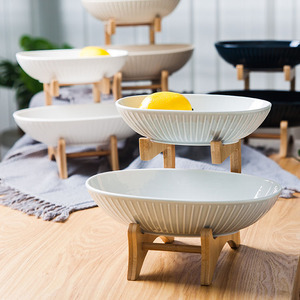 En gros multi couleur parti utilisé 2 niveaux apéritif collation bols avec support en bois - Product Image 3
