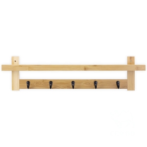 Appendiabiti con mensola appendiabiti in bambù <span class=keywords><strong>a</strong></span> parete appendiabiti da parete per appendere il cappello del cappotto - Product Image 1