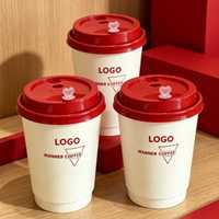 Gobelets jetables en papier kraft écologiques résistants à la chaleur avec couvercle, revêtement PE pour café