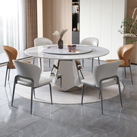 Moderner Luxus Marmor runder Esstisch Stuhl Set 4 6 8-Sitzer Restaurant Wohnzimmer Edelstahl Möbel Neuestes Design