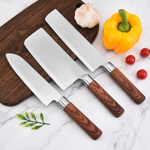 Cuchillo de cocina japonés Wa Handle, pieza única vendida por separado, mango de madera de haya o PP con revestimiento estampado, Santoku, Nakiri, Cleaver - Product Image 4
