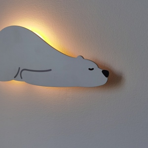 Oso Polar decoración de pared de madera luz de pared de guardería Sensor táctil inalámbrico 90 minutos apagado automático luz de pared decorativa para niños - Product Image 5