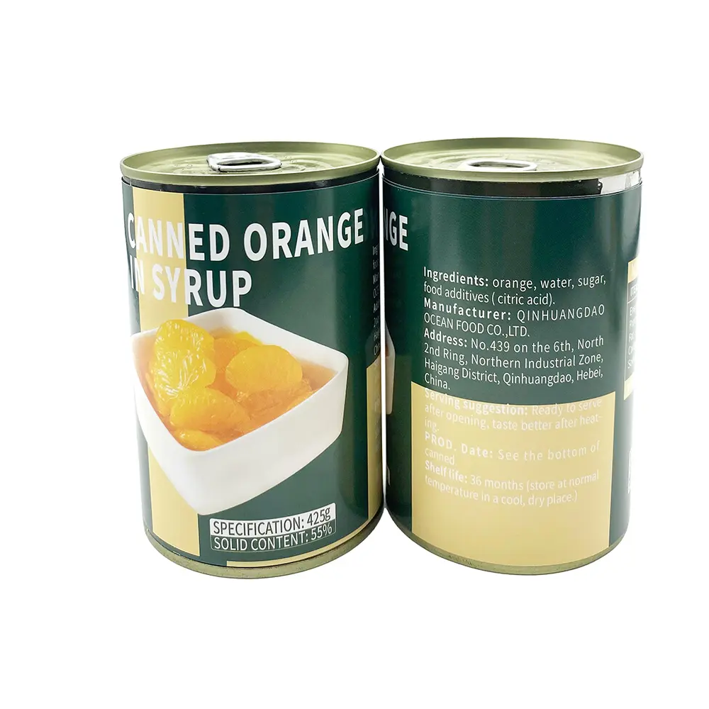 Hoge Energie Voedsel Rantsoen Mandarijn Tin Blik Fruit Oranje In Siroop