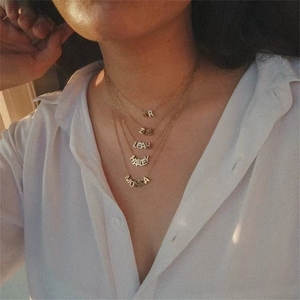 Plaqué or 18 carats Mini lettre initiale pendentif à breloque <span class=keywords><strong>T</strong></span> <span class=keywords><strong>W</strong></span> V <span class=keywords><strong>S</strong></span> anglais 3D en acier inoxydable collier à faire soi-même Bracelet usine en gros chaud - Product Image 3