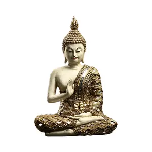 Лидер продаж, античная статуя Будды из смолы, стеклянная нашивка, статуя Будды, буддистские украшения Сакьямуни