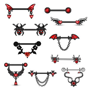 Anneau de téton de chauve-souris noir gothique Halloween, série sombre, <span class=keywords><strong>piercing</strong></span> sexy pour femmes, bijoux, accessoires de club, 1 pièce - Product Image 2