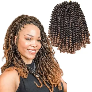 AliLeader 8 Inch Sợi Tổng Hợp Nubian Twist Braid Crochet Tóc Nối Crochet Bện Ombre Mùa Xuân Twist Tóc