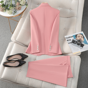 נשים ורוד כהה אלילה מאוורר <span class=keywords><strong>blazer</strong></span> מקצועי עבור האביב סתיו כפול לחם עם לחצן קישוט גודל xl - Product Image 4