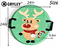 Planche à neige ronde à motif animalier de dessin animé avec deux poignées, luge pour adultes et enfants, divertissement en plein air sur la neige