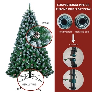 Árbol de Navidad de PVC de 7 pies con Efecto de Nieve, Diseño de Puntas de Pino Blancas con Decoración de Piñas, Venta al Por Mayor - Product Image 3