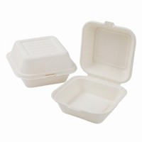 Contenitore per Alimenti Compostabile e Biodegradabile XS-HB06A, Scatola Bento e Contenitore a Conchiglia Monouso in Bagassa per Asporto