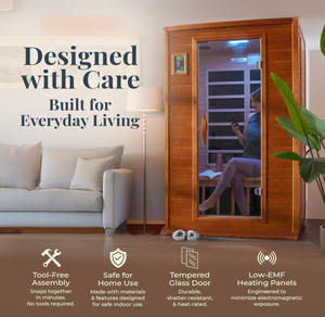 赤外線サウナ1人用コンパクト超低EMF FARレッドライトセラピー付き - Product Image 5