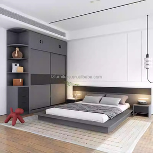 Low-Cost Compact Complete Bedroom Set <b>Solid</b> <b>Wood</b> Bed Nightstands Wardrobe & Vanity <b>Desk</b> for Small Spaces Studio Apartments - Product Image 1