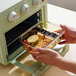 Vente en gros Boîte à lunch en verre borosilicaté avec couvercle noir Récipients de stockage des aliments pour la préparation des repas Ensemble pour la cuisine - Product Image 4