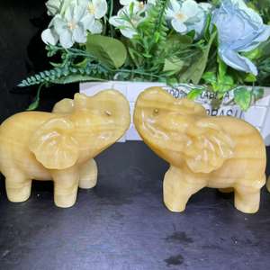 Kindfull Vente en gros Jaune <span class=keywords><strong>Calcite</strong></span> Éléphant Sculpture à la main Cristal Pierre précieuse Cristal Artisanat pour la décoration - Product Image 1