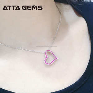 as mujeres de <span class=keywords><strong>la</strong></span> plata esterlina 925 Rubi corindón forma de corazón de joyería de compromiso regalos de Día de las madres - Product Image 6