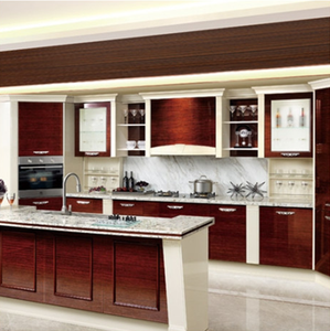 Simple Design MDF Kitchen Cabinet Modular Kitchen Furniture Modern Marble Panel Wood Cabinets Solid Wood Wood Dining Table