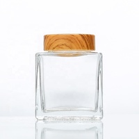 Bouteille en verre cristal transparente carrée réutilisable, petit pot de stockage pour le miel
