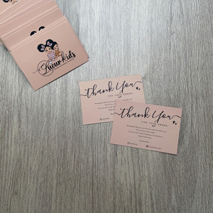 Tarjetas de Agradecimiento con Ilustración de Dibujos Animados y Logotipo Personalizado de 5.5x8cm, Impresión en Lámina Negra, Código de Descuento, Marca de Boutique Infantil, Negocio Cx8cm - Product Image 2