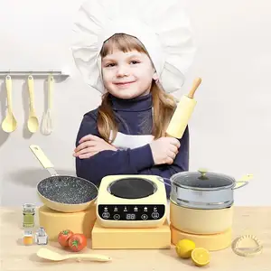 Portable play DIY cute kids cooking set mini kitchen toys real cooking set for kids 14 pcs set