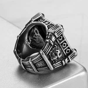 Moda Jóias Punk Declaração de Casamento Anel de Aço Inoxidável Do Crânio Do Vintage para Homens Cocktail Party Gift Size 7-15 - Product Image 4
