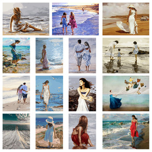 Pintura por Números DIY, Paisajes, Chica, Mujer, Paisaje Marino, Lienzo, Arte de Pared, Cuadro, Pintura sin Marco, Manualidades, Regalos, Set <span class=keywords><strong>para</strong></span> Adultos - Product Image 2
