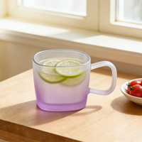 Tasses à lait en verre YS à bouche carrée 400 ml, design moderne, réutilisables, sans danger pour les aliments, durables, compatibles lave-vaisselle et micro-ondes, couleurs personnalisables