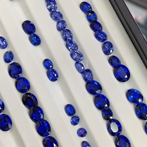 Vendita in fabbrica zaffiro ovale in zaffiro coltivato in laboratorio per la creazione di gioielli blu reale con metodo blu trainato colore naturale - Product Image 1