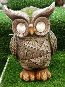 รูปปั้นนกฮูกแมกนีเซียทำด้วยมือราคาถูกพร้อมไฟ LED พลังงานแสงอาทิตย์เครื่องประดับตกแต่งสวนและงานฝีมือของขวัญรูปปั้นสัตว์เครื่องประดับ - Product Image 3