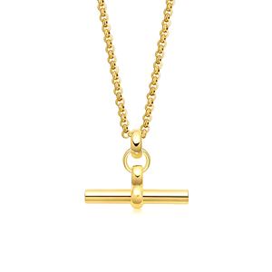 18 Karat vergoldete Edelstahl-T-Bar-Anhängerkette mit Belcher-Gliederkette - Product Image 1