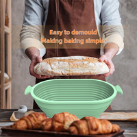 Ensemble de paniers de levage en silicone, ronds et ovales, pliables avec poignées, pour la levée de la pâte à la sourdough, antiadhésifs