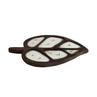 Support de bougie en bois naturel, plateau à bougie pour arbre de Noël, plateau à bougie en bois avec feuilles, avec poignée en bois