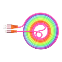 Pabrik Grosir Kabel Data Bersertifikat USB-A ke Type-C Kabel Data USB Pengisian Daya Super Cepat 3A Pelangi Berlapis Katun untuk Ponsel