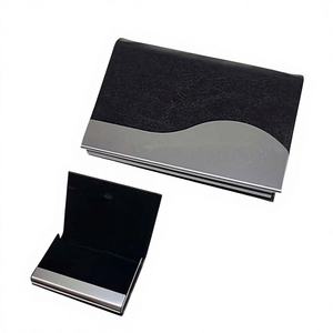 Porte-cartes de visite en cuir PU de qualité supérieure Olivia, design luxueux pour homme et femme, élégant, noir, logo personnalisé, fait main - Product Image 1