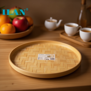Vassoio in bambù Ilan 36 cm rotondo, intrecciato naturalmente, per servire - Product Image 2
