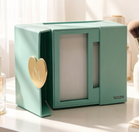 Boîte à bijoux turquoise personnalisée en gros avec fermeture magnétique en forme de cœur, organisateur multi-compartiments pour bagues/boucles d'oreilles