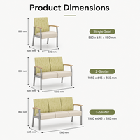 Chaise d'attente d'hôpital avec accoudoirs en bois massif, revêtement en cuir antibactérien, banquette de réception médicale pour hall de clinique